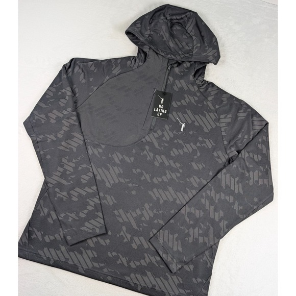 No Laying Up Hoodie Hybrid 1/2 Zip Mens Large Black Grey‎ Camo Golf NWT